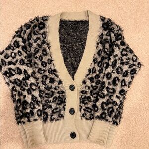 Leopard Print Button-Up Sweater